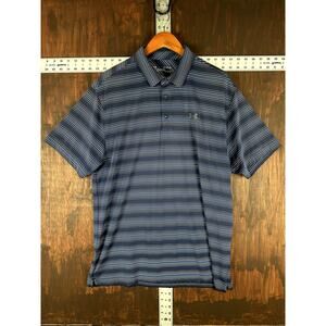Under Armour HeatGear Golf Polo Shirt Striped Blue Purple Pink Men XL Activewear